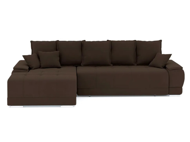 Угловой диван-кровать "Nordviks (Нордвикс)" НПБ, еврокнижка, велюр Зара Браун 20, левый угол