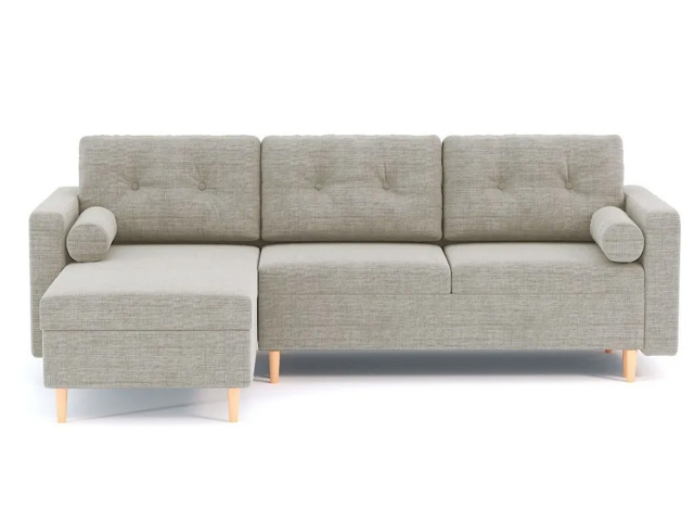 Диван-кровать угловой "Белфаст", рогожка Дрим Беж, левый угол