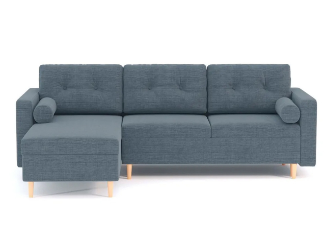 Угловой диван-кровать "Белфаст" пантограф,  рогожка Дрим Блю, левый угол