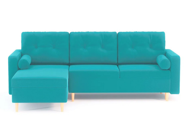 Угловой диван-кровать "Белфаст" пантограф, велюр Зара Азур 48, левый угол