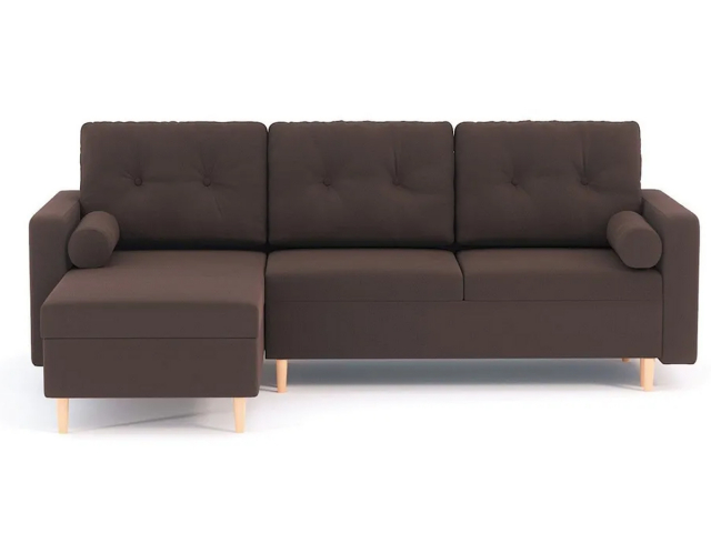 Угловой диван-кровать "Белфаст" пантограф, велюр Зара Браун 20, левый угол