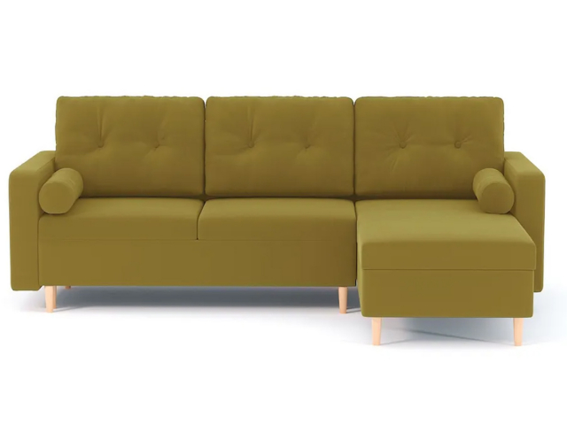 Угловой диван-кровать "Белфаст" пантограф, велюр Зара Йеллоу 44, правый угол