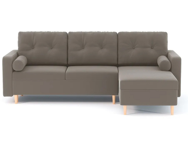 Угловой диван-кровать "Белфаст" пантограф, велюр Зара Лайт Браун 05, правый угол