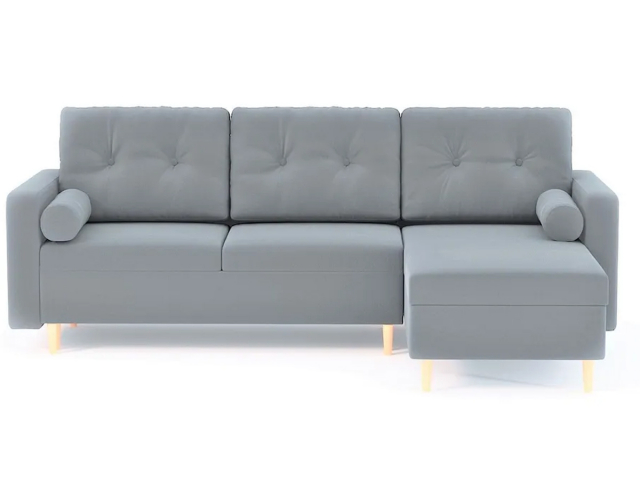 Угловой диван-кровать "Белфаст" пантограф, велюр Зара Маус 12, правый угол