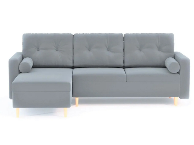 Угловой диван-кровать "Белфаст" пантограф, велюр Зара Маус 12, левый угол