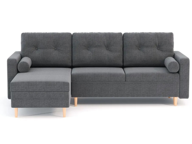 Угловой диван-кровать "Белфаст" пантограф, рогожка Дрим Грей, левый угол