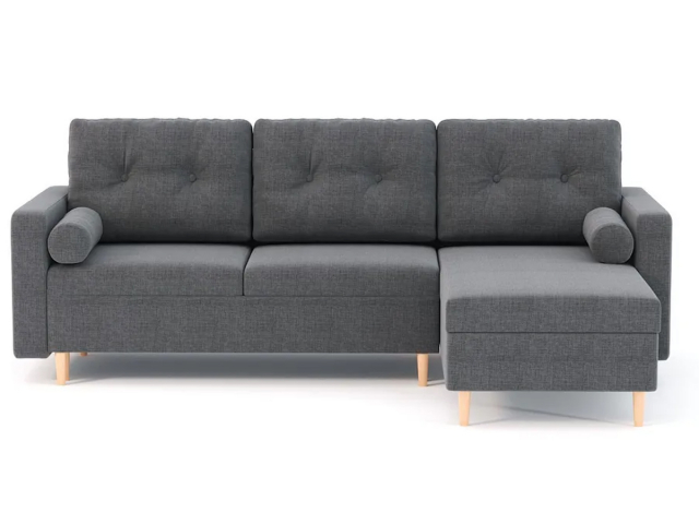 Угловой диван-кровать "Белфаст" пантограф, рогожка Дрим Грей, правый угол