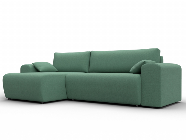 Угловой диван-кровать "Лига-099" угол универсальный, рогожка Амур 11 зеленый, 133696