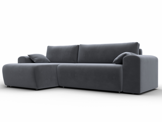 Угловой диван-кровать "Лига-099" угол универсальный, велюр SEVEN 17 серый,134131