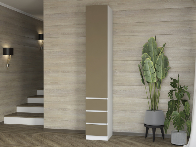 Шкаф-пенал "Дорт-1.1", белый /МДФ SF-04 Мокко