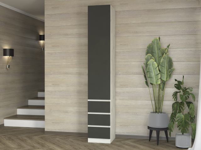 Шкаф-пенал "Дорт-1.1", сосна лапландия/ МДФ графит