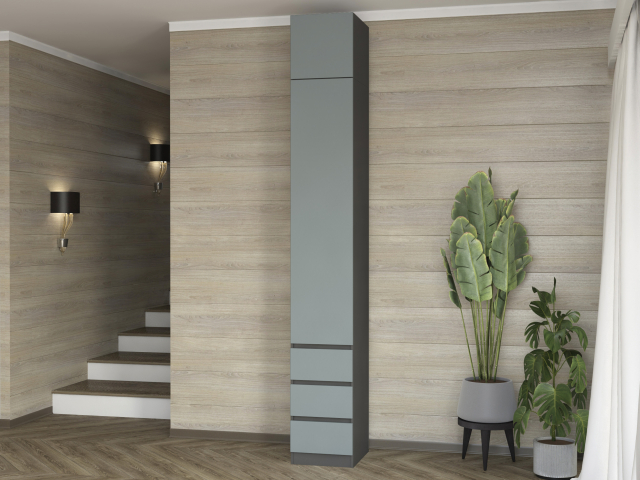 Шкаф-пенал "Дорт-1.1А", темно-серый/ МДФ SF-015 Ниагара