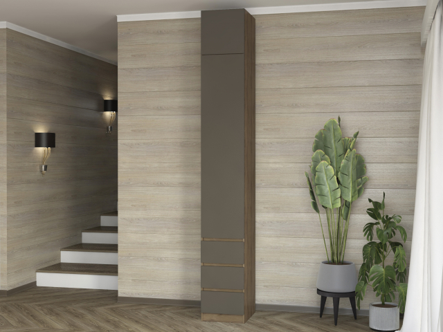 Шкаф-пенал "Дорт-1.2А", дуб табачный/МДФ айрон