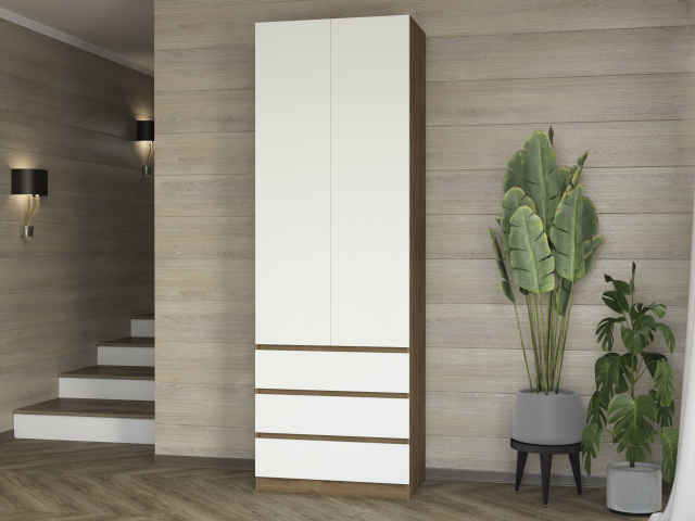 Шкаф двухстворчатый "Дорт-2.2", дуб табачный/МДФ милк