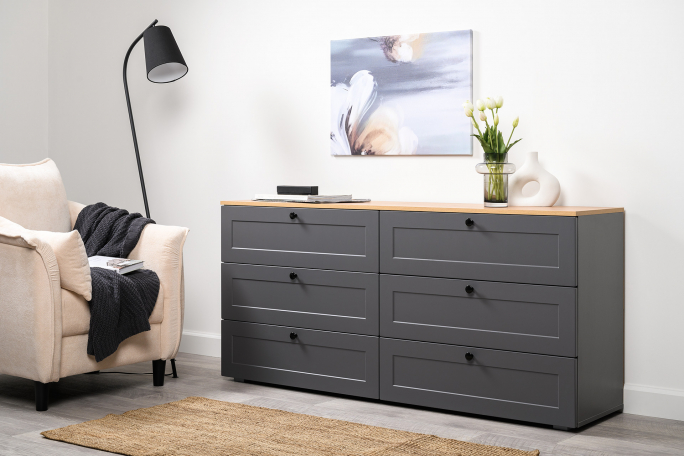 Комод "Остин 16.240" серый графит/дуб золотой крафт