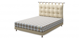 Кровать двуспальная "Set S (Сет С)", экокожа beige (беж)