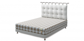 Кровать двуспальная "Set S (Сет С)", экокожа white (вайт)