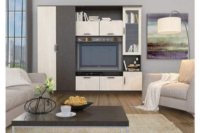 Стенка "Дения-3" венге, дуб молочный