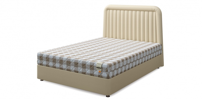 Кровать двуспальная "Set D (Сет Д)", экокожа вeige (беж)