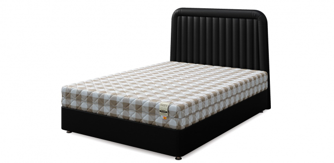 Кровать двуспальная "Set D (Сет Д)", экокожа black (блэк)