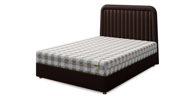 Кровать двуспальная "Set D (Сет Д)", экокожа brown (браун)