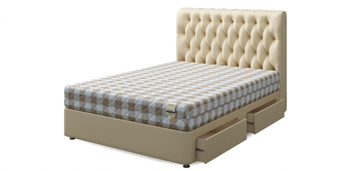 Кровать односпальная "Set R (Сет Р)", экокожа вeige (беж)