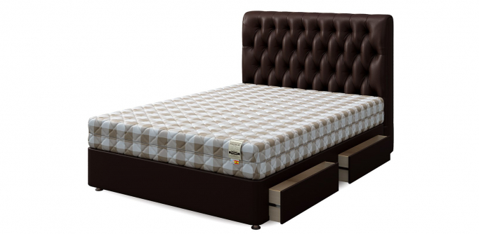 Кровать односпальная "Set R (Сет Р)", экокожа brown (браун)