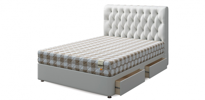 Кровать двуспальная "Set R (Сет Р)", экокожа white (вайт)