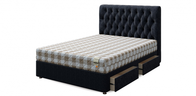 Кровать двуспальная "Set R (Сет Р)", велюр grey (грей)