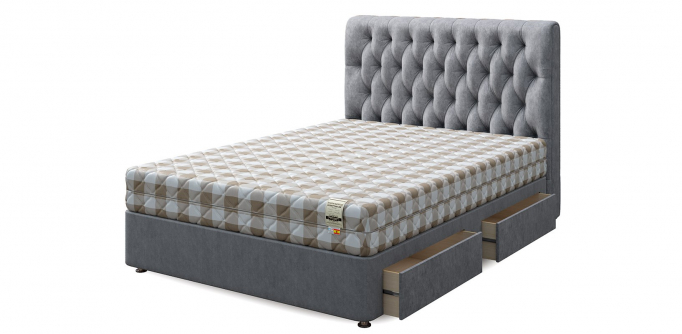 Кровать двуспальная "Set R (Сет Р)", велюр iron (ирон)