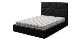 Кровать двуспальная "Set (Сет) Т", экокожа black (блэк)