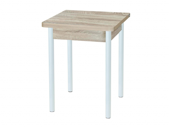 Стол обеденный "Эко" 60*60 раскладной, дуб сонома/опора №2 круглая муар белый