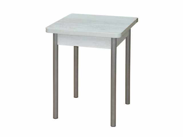 Стол обеденный "Эко" 60*60 раскладной, бетон пайн белый/опора №2 круглая серебристый металлик