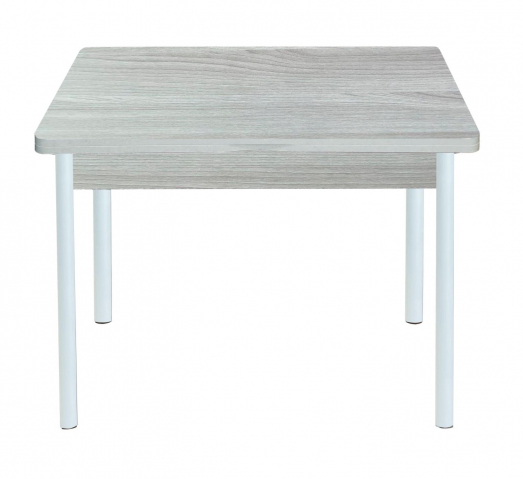 Стол обеденный "Симпл" раскладной, ясень шимо светлый/опора №2 круглая муар белый