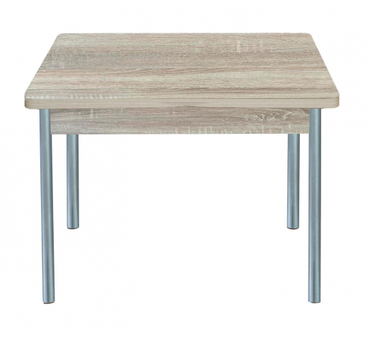 Стол обеденный "Симпл" раскладной, дуб сонома/опора №2 круглая серебристый металлик