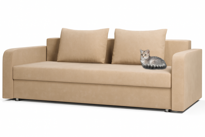 Диван-кровать "Леон" бежевый велюр Кабрио 02