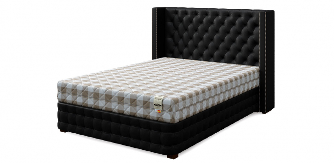 Кровать двуспальная "Set L (Сет Л)", экокожа black (блэк)