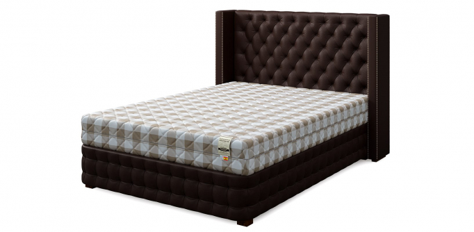 Кровать односпальная "Set L (Сет Л)", экокожа brown (браун)