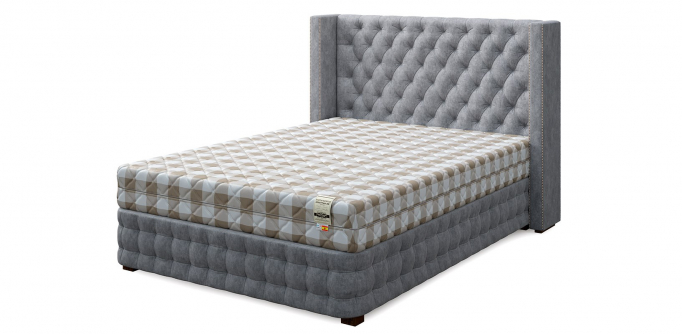 Кровать двуспальная "Set L (Сет Л)", велюр iron (ирон)