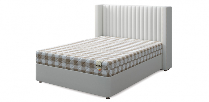 Кровать двуспальная "Set XXL (Сет XXL)", экокожа white (вайт)