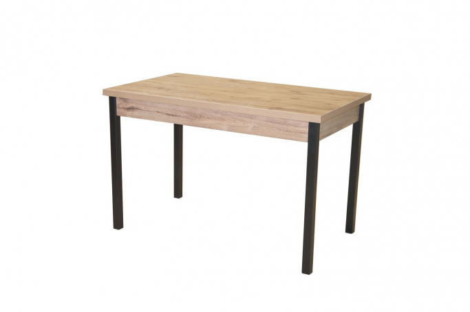 Стол обеденный "Бродвей" раздвижной, дуб веллингтон/опора квадро черный муар