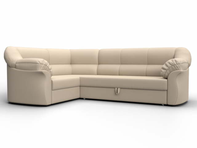 Угловой диван-кровать "Карнелла" левый угол, бежевая экокожа, 29429L