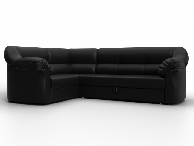 Угловой диван-кровать "Карнелла" левый угол, черная экокожа, 29433L