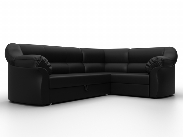 Угловой диван-кровать "Карнелла" правый угол, черная экокожа, 29433