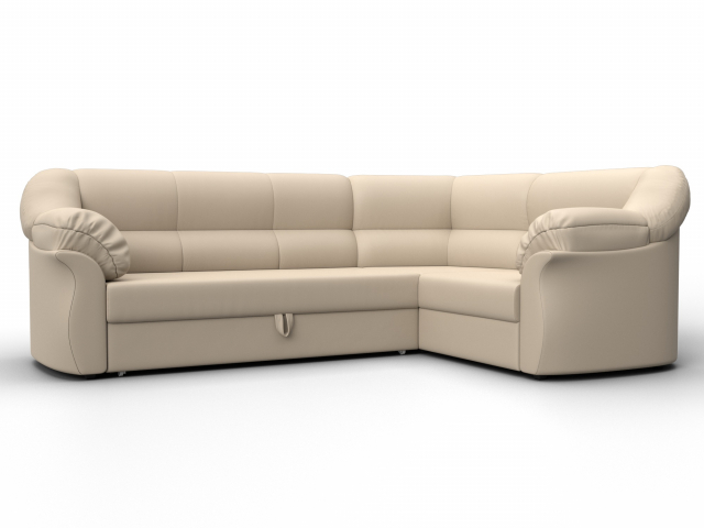 Угловой диван-кровать "Карнелла" правый угол, бежевая экокожа, 29429