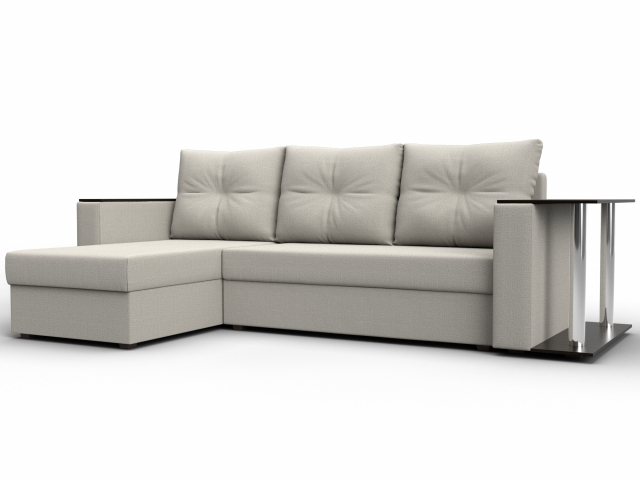 Угловой диван-кровать "Атланта со столом" левый угол, рогожка Амур 02 бежевый, 121162L