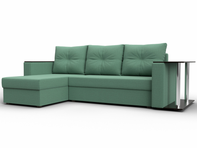 Угловой диван-кровать "Атланта со столом" левый угол, рогожка Амур 11 зеленый, 121166L