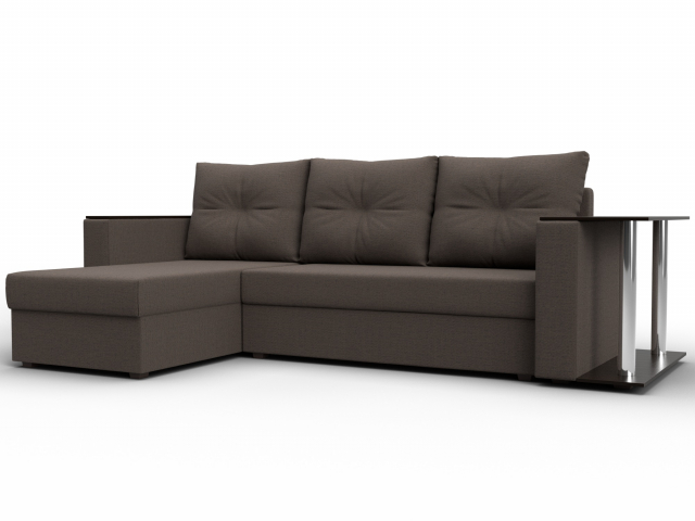 Угловой диван-кровать "Атланта  со столом" левый угол, рогожка Амур 05 коричневый, 121163L