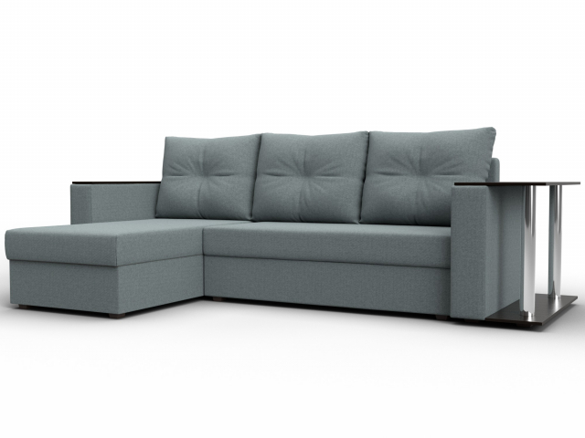 Угловой диван-кровать "Атланта  со столом" левый угол, рогожка Амур серый, 121164L