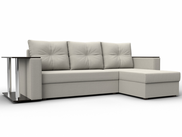 Угловой диван-кровать "Атланта со столом" правый угол, рогожка Амур 02 бежевый, 121162